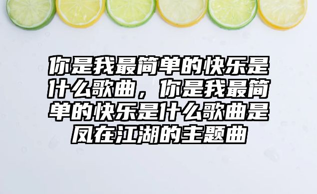 你是我最簡單的快樂是什么歌曲，你是我最簡單的快樂是什么歌曲是鳳在江湖的主題曲