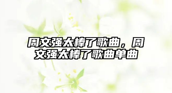 周文強太棒了歌曲，周文強太棒了歌曲單曲