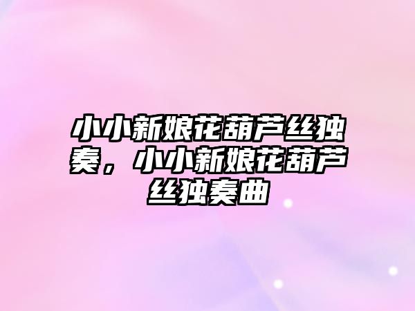 小小新娘花葫蘆絲獨奏，小小新娘花葫蘆絲獨奏曲