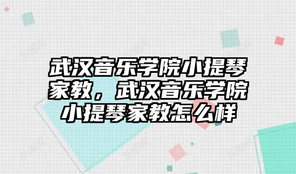 武漢音樂學院小提琴家教，武漢音樂學院小提琴家教怎么樣