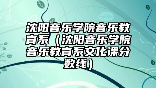 沈陽音樂學院音樂教育系（沈陽音樂學院音樂教育系文化課分數線）