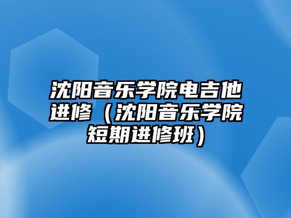 沈陽音樂學院電吉他進修（沈陽音樂學院短期進修班）