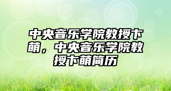 中央音樂學院教授卞萌，中央音樂學院教授卞萌簡歷