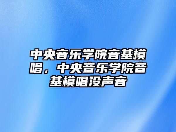 中央音樂學院音基模唱，中央音樂學院音基模唱沒聲音