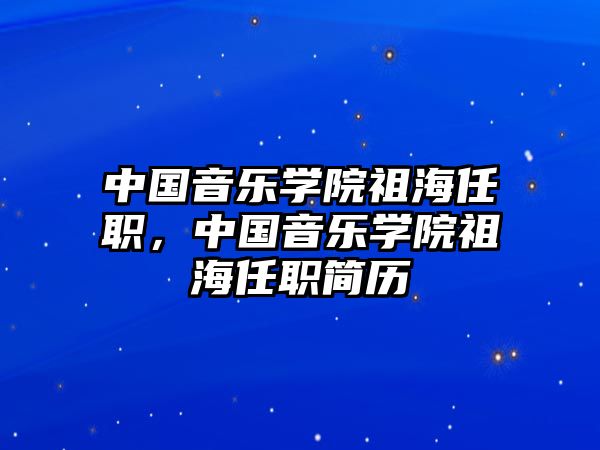 中國音樂學院祖海任職，中國音樂學院祖海任職簡歷