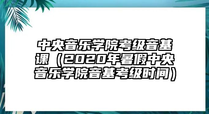 中央音樂(lè)學(xué)院考級(jí)音基課（2020年暑假中央音樂(lè)學(xué)院音基考級(jí)時(shí)間）