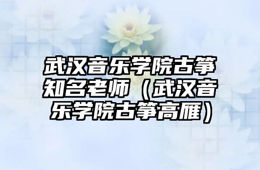 武漢音樂學院古箏知名老師（武漢音樂學院古箏高雁）