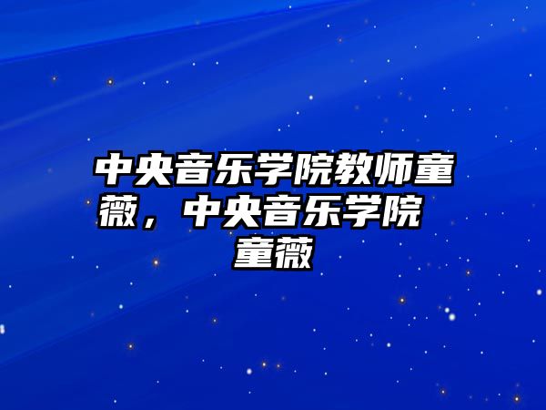 中央音樂學院教師童薇，中央音樂學院 童薇