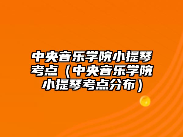 中央音樂學院小提琴考點（中央音樂學院小提琴考點分布）