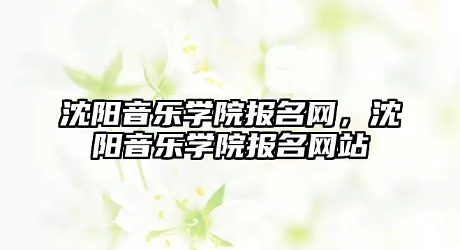 沈陽音樂學院報名網，沈陽音樂學院報名網站