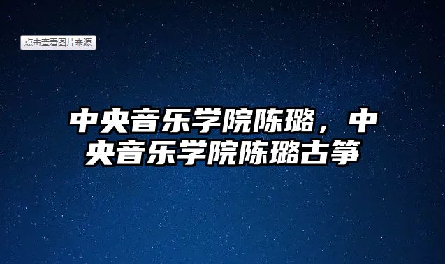 中央音樂學院陳璐，中央音樂學院陳璐古箏