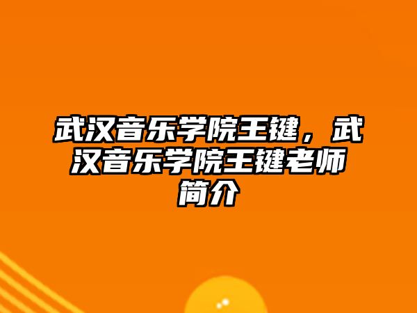 武漢音樂學院王鍵，武漢音樂學院王鍵老師簡介