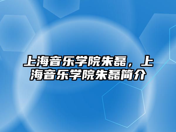 上海音樂學院朱磊，上海音樂學院朱磊簡介