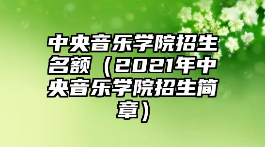 中央音樂學院招生名額（2021年中央音樂學院招生簡章）