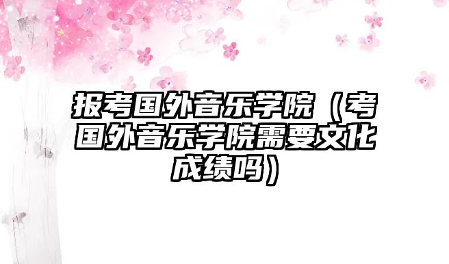 報考國外音樂學院（考國外音樂學院需要文化成績嗎）