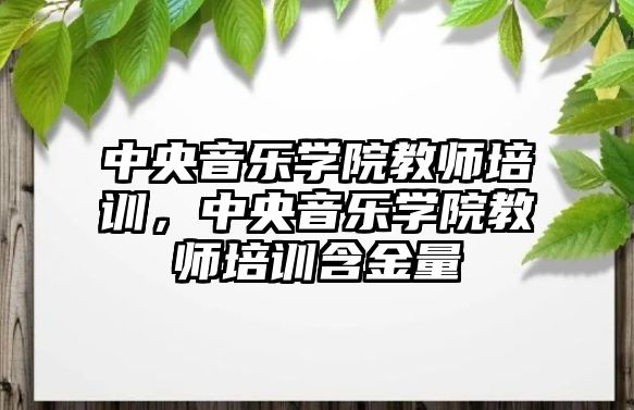 中央音樂學院教師培訓，中央音樂學院教師培訓含金量