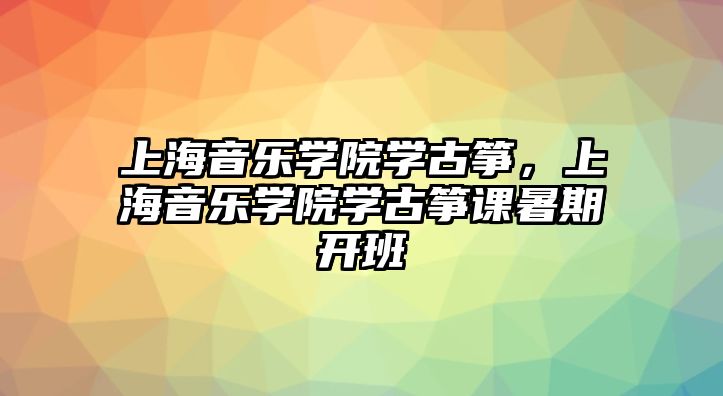 上海音樂學院學古箏，上海音樂學院學古箏課暑期開班