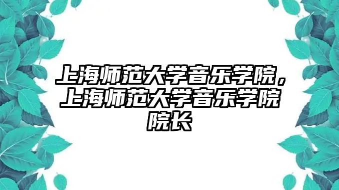 上海師范大學音樂學院，上海師范大學音樂學院院長