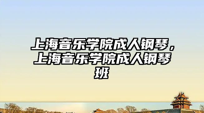 上海音樂學院成人鋼琴，上海音樂學院成人鋼琴班