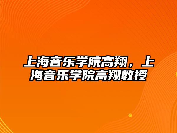 上海音樂學院高翔，上海音樂學院高翔教授