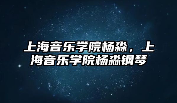 上海音樂學院楊淼，上海音樂學院楊淼鋼琴