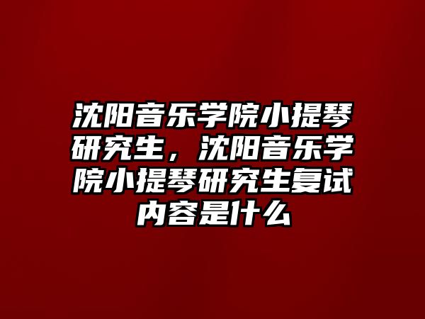 沈陽音樂學院小提琴研究生，沈陽音樂學院小提琴研究生復試內容是什么