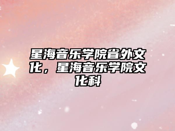 星海音樂學(xué)院省外文化，星海音樂學(xué)院文化科