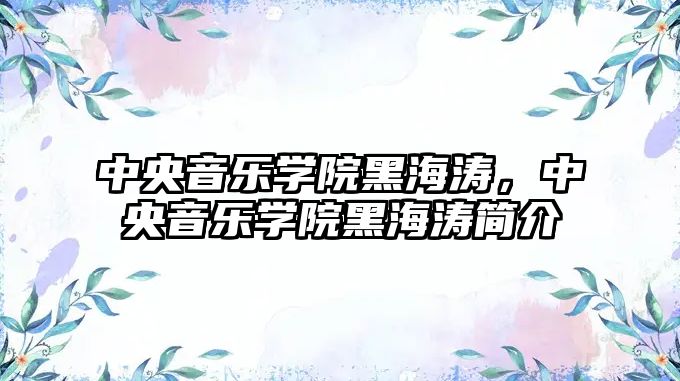 中央音樂學院黑海濤，中央音樂學院黑海濤簡介