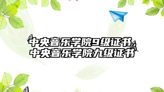 中央音樂學院9級證書，中央音樂學院九級證書