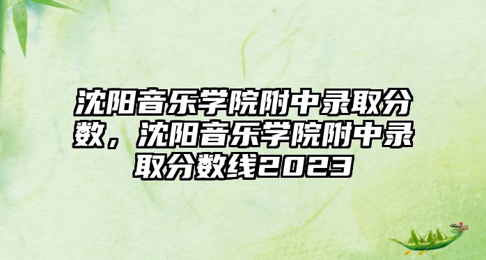 沈陽音樂學院附中錄取分數，沈陽音樂學院附中錄取分數線2023