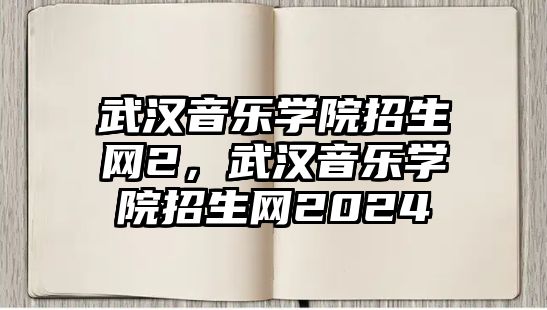 武漢音樂學院招生網2，武漢音樂學院招生網2024