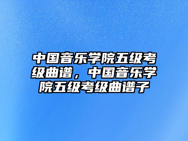 中國音樂學(xué)院五級考級曲譜，中國音樂學(xué)院五級考級曲譜子