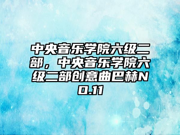 中央音樂學院六級二部，中央音樂學院六級二部創意曲巴赫NO.11