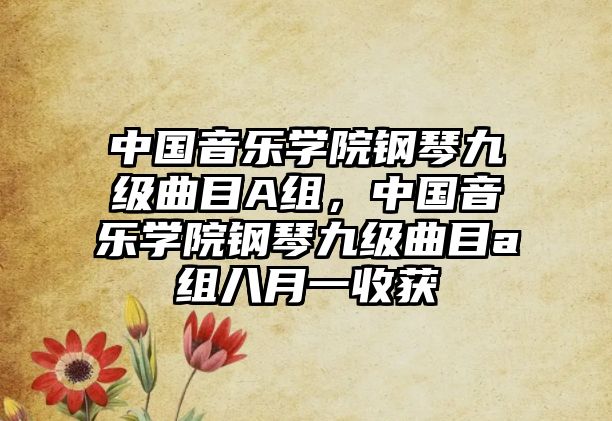 中國(guó)音樂(lè)學(xué)院鋼琴九級(jí)曲目A組，中國(guó)音樂(lè)學(xué)院鋼琴九級(jí)曲目a組八月一收獲