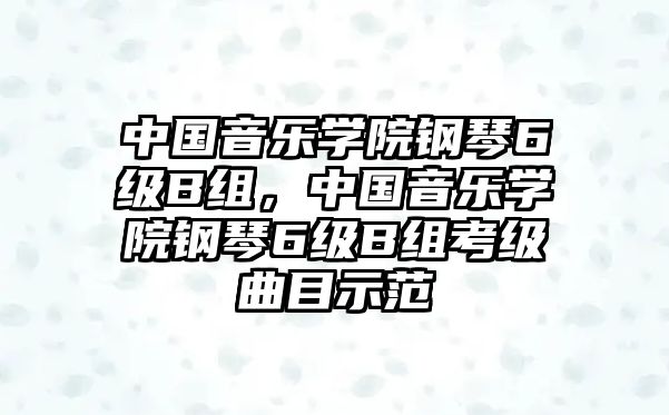 中國音樂學院鋼琴6級B組，中國音樂學院鋼琴6級B組考級曲目示范