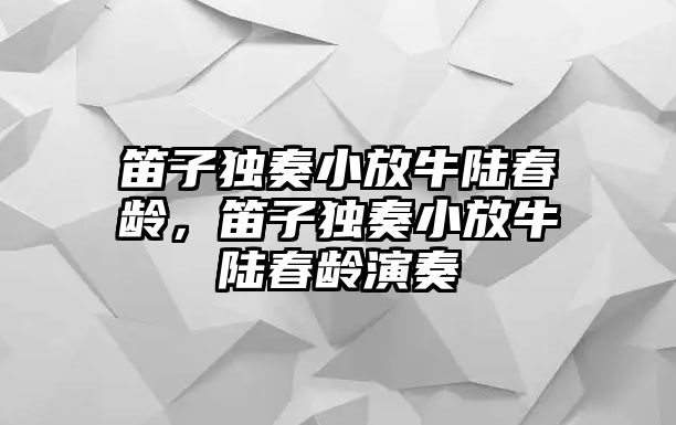 笛子獨奏小放牛陸春齡，笛子獨奏小放牛陸春齡演奏