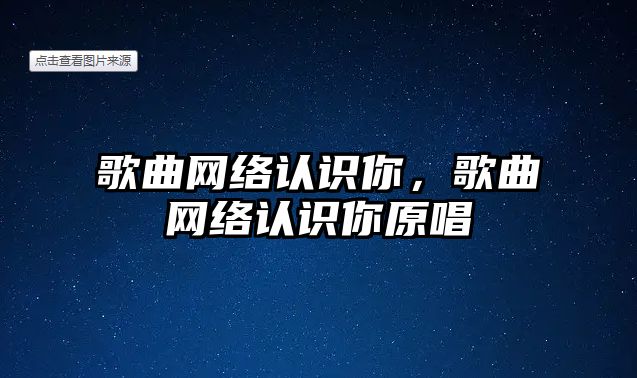 歌曲網絡認識你，歌曲網絡認識你原唱