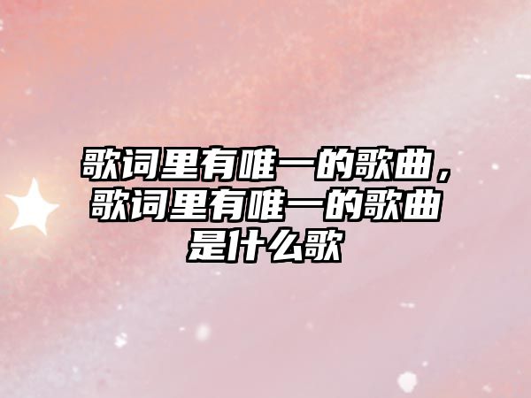 歌詞里有唯一的歌曲，歌詞里有唯一的歌曲是什么歌