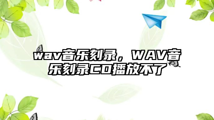 wav音樂刻錄，WAV音樂刻錄CD播放不了