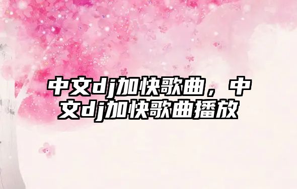 中文dj加快歌曲，中文dj加快歌曲播放