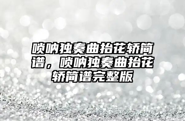 嗩吶獨奏曲抬花轎簡譜，嗩吶獨奏曲抬花轎簡譜完整版