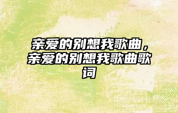 親愛的別想我歌曲，親愛的別想我歌曲歌詞