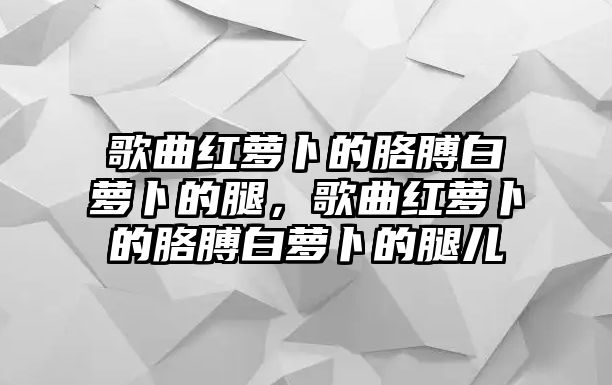 歌曲紅蘿卜的胳膊白蘿卜的腿，歌曲紅蘿卜的胳膊白蘿卜的腿兒