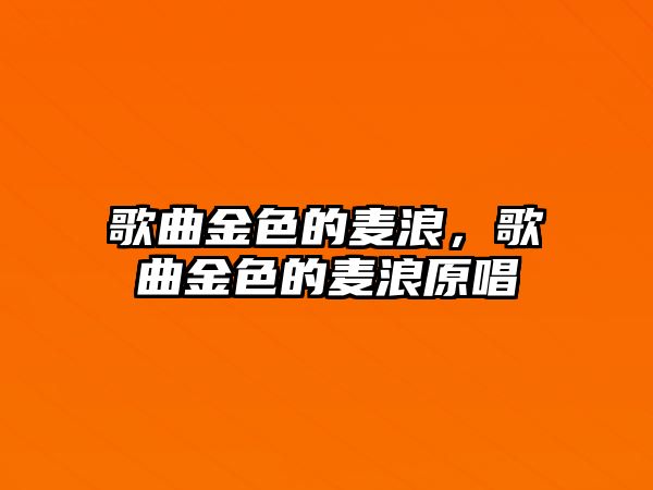 歌曲金色的麥浪，歌曲金色的麥浪原唱