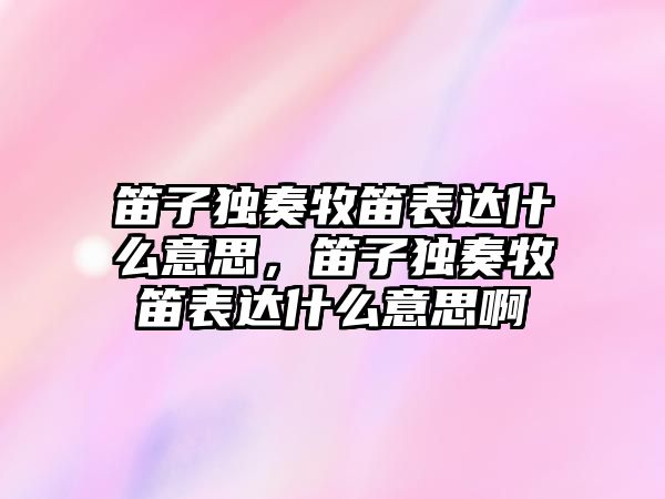 笛子獨奏牧笛表達什么意思，笛子獨奏牧笛表達什么意思啊