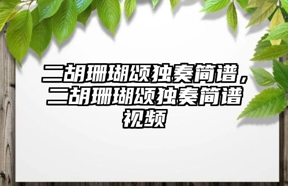 二胡珊瑚頌獨奏簡譜，二胡珊瑚頌獨奏簡譜視頻