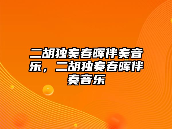 二胡獨奏春暉伴奏音樂，二胡獨奏春暉伴奏音樂