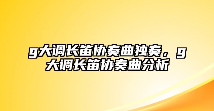 g大調長笛協奏曲獨奏，g大調長笛協奏曲分析