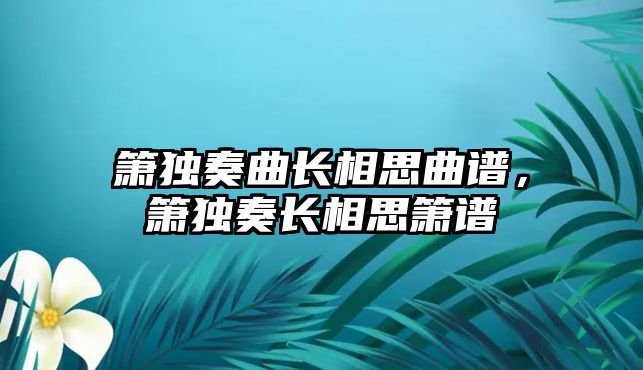 簫獨奏曲長相思曲譜，簫獨奏長相思簫譜