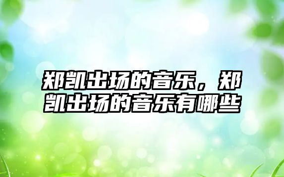 鄭凱出場的音樂，鄭凱出場的音樂有哪些